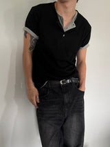 Flow 3 button henley neck t-shirts(4color)