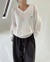 [Bellide made] シルエットサマーVネックルーズフィットニット