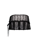 LACE PLEATS SKIRT BLACK