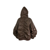 RELABEL Spatial Relations (Sun Shadow) Detachable, Adaptable Scarf Hood Full-Wool Pleated Leather MA-1 Pilot Jacket