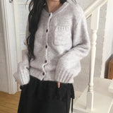 Engen Back Slit Ribbon Strap Pocket Knit Cardigan