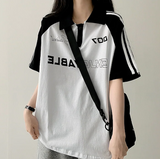 ENLO ツーラインカラーリングカラー半袖Tシャツ