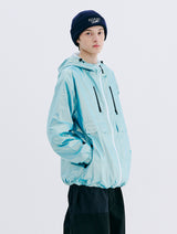 PATCH POCKET HOODED JACKET - MINT/PURPLE