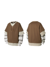 RELABEL Spatial Relations (Parallel Lines) Four-Colour Striped Patchwork Knotted Beaded Faux Three-Piece Long-Sleeved T-Shirt