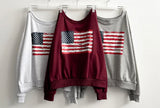 Ture unbalanced off-shoulder American flag sweatshirt
