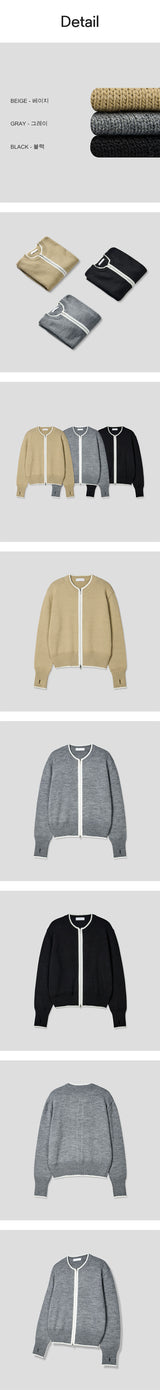 [F/W] Line pinger holl knit zip up(3color)
