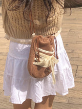 Mini sneaker ribbon bag_moche brown (dumble)