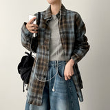 Carv Sky Brown オーバーサイズフィットチェックシャツ