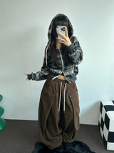 2ウェイ🤎 ノルディックフーディーセミクロッピードジップアップジャケット 🤎💙🩶2カラー