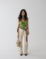 Boleum shirring bustier cropped sleeveless