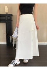 Work White Ribbon Long Skirt
