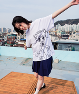 キャットガールTシャツ - ホワイト