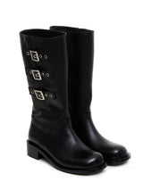 Three belted biker boots (black)