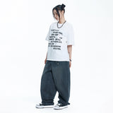 ウォッシュド クロップ レタリング ショート スリーブ - WHITE