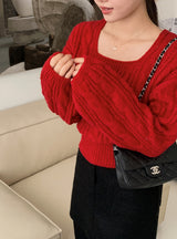 Merry Twisted Puff Square Knit (11color)