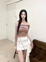 1435. Gradation ribbon off knit (2color)