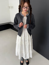 check frill cardigan 