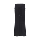 FOLDING SWEAT MAXI SKIRT_Black
