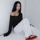 [Hartsvin] linen deep V-neck see-through sweatshirt - 3 colors