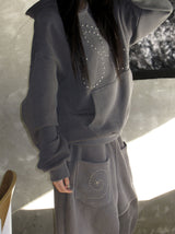 SYMBOL STUD PIGMENT HOODIE CHARCOAL