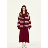 [Girly Fancy Club] Retro striped knitted cardigan loose lazy style sweater jacket