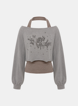Mirielle Stripe Graphic Sweatshirt Set
