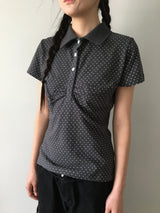 Shirring Dot Collar T-Shirt (3color)