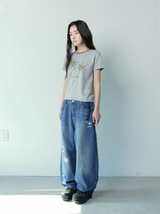 DEMON SIDE DIRTY LOGO DENIM BANDING PANTS UNISEX