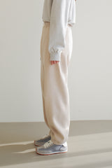 Wool jogger pants, Cream
