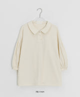 Melfi Waffle Shirring Collar Tee