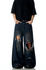 Blue Ripped Washed Jeans