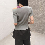 Ento pleats cooling short-sleeved T-shirt