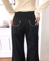 Noban Ribbed Banded Bootcut Pants