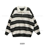 リッツカラーマッチングカラーストライプブラッシュニット