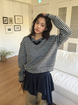 [MD Pick] カレンストライプⅤネックニット (3color)