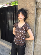 グランドフローラルボタンTシャツ (3color)