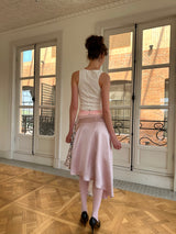 That's neat – irregular hem pink leopard-print paneled asymmetrical skirt (Pink)