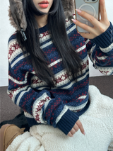 ノルディックスノーフラワーディアニット🦌❤💙🩶3COLOR