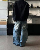 SV ice damage denim pants