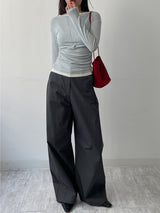 Layered Shirring Boat Neck T-Shirt