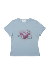 ビンテージグロッシーFakiiiロゴTシャツ_ベイビーブルー