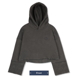PIGMENT CUTTED CROP HOODIE_CHARCOAL