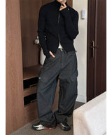 [MUSCLE FIT] Highneck warmer knit zip(3color)