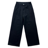 Y2KバックポイントXストラップビジョワイドルーズフィットデニムロングパンツ (ブラック)