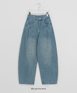 Huvit Pintuck Cotton Denim Wide Pants