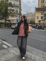 Akiji カットワイドデニムパンツ