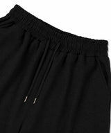 クロスアイレットバミューダスウェットパンツ - ブラック