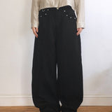 Benon Star Rivet Wide Cotton Pants