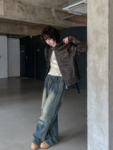 Bleed Washed Leather Biker Jacket