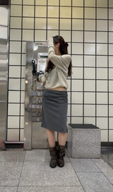 Shirring Midi Skirt